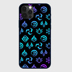 Чехол для iPhone 12 Pro NEON SYMBOL HERO GENSHIN IMPACT, цвет: 3D-черный