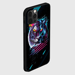 Чехол для iPhone 12 Pro Разноцветный тигр, цвет: 3D-черный — фото 2