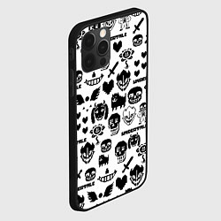 Чехол для iPhone 12 Pro UNDERTALE WHITE PATTERN, цвет: 3D-черный — фото 2