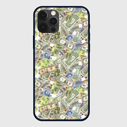 Чехол для iPhone 12 Pro Разная Денежная Валюта Доллары, Евро, Франки, цвет: 3D-черный