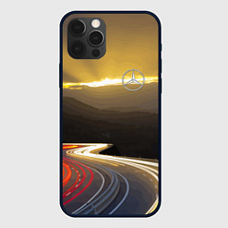Чехол для iPhone 12 Pro Ночная трасса, Мерседес, цвет: 3D-черный