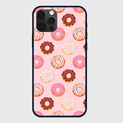Чехол для iPhone 12 Pro Pink donuts, цвет: 3D-черный