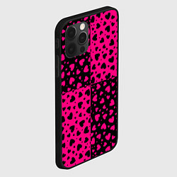 Чехол для iPhone 12 Pro Черно-Розовые сердца, цвет: 3D-черный — фото 2