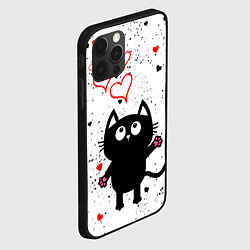 Чехол для iPhone 12 Pro Влюблённый котик Cat Love, цвет: 3D-черный — фото 2