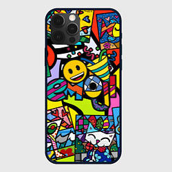 Чехол для iPhone 12 Pro Romero Britto - emoji, цвет: 3D-черный