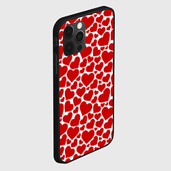 Чехол для iPhone 12 Pro Красные Сердечки LOVE, цвет: 3D-черный — фото 2