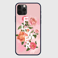 Чехол для iPhone 12 Pro Pink Flower, цвет: 3D-черный