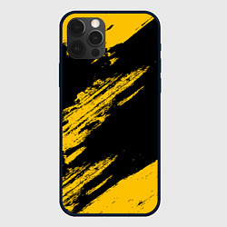 Чехол для iPhone 12 Pro BLACK AND YELLOW GRUNGE ГРАНЖ, цвет: 3D-черный