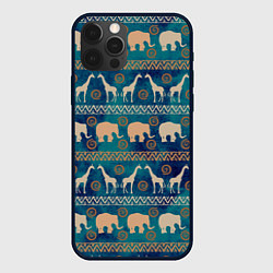Чехол для iPhone 12 Pro Жирафы и слоны, цвет: 3D-черный