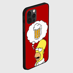 Чехол для iPhone 12 Pro Гомер думает о пиве Симпсоны Simpsons, цвет: 3D-черный — фото 2