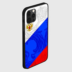 Чехол для iPhone 12 Pro Российский герб: триколор, цвет: 3D-черный — фото 2