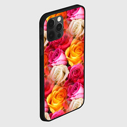 Чехол для iPhone 12 Pro Красные, желтые и белые розы, цвет: 3D-черный — фото 2
