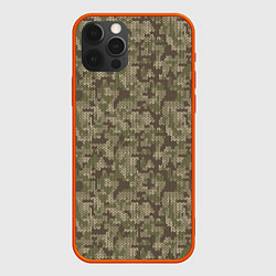 Чехол для iPhone 12 Pro Вязаный Лесной Камуфляж, цвет: 3D-красный