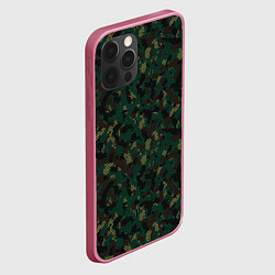 Чехол для iPhone 12 Pro Тёмно-Зелёный Сеточный Камуфляж, цвет: 3D-малиновый — фото 2