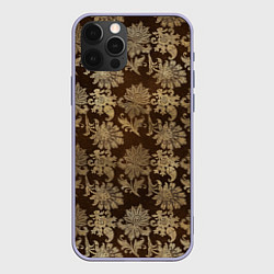 Чехол для iPhone 12 Pro Ретро узоры - паттерн цветы, цвет: 3D-светло-сиреневый