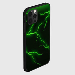 Чехол для iPhone 12 Pro Разряд молнии: Green, цвет: 3D-черный — фото 2