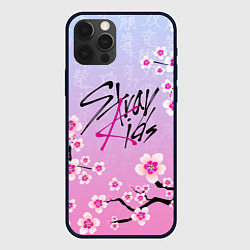 Чехол для iPhone 12 Pro Stray Kids цветы сакуры, цвет: 3D-черный