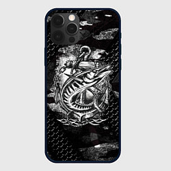 Чехол для iPhone 12 Pro Рыба и якорь, цвет: 3D-черный