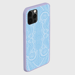 Чехол для iPhone 12 Pro Вязаный светлый узор, абстракция Нежный голубой цв, цвет: 3D-светло-сиреневый — фото 2
