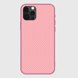 Чехол для iPhone 12 Pro Вязаный простой узор косичка Три оттенка розового, цвет: 3D-малиновый