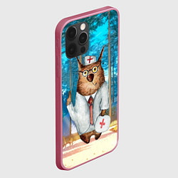 Чехол для iPhone 12 Pro Врач - сова, цвет: 3D-малиновый — фото 2