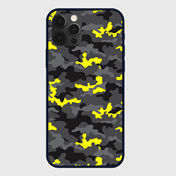Чехол для iPhone 12 Pro Камуфляж Серо-Чёрный, цвет: 3D-черный