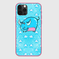 Чехол для iPhone 12 Pro Большой голубой слон, цвет: 3D-малиновый