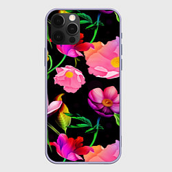 Чехол для iPhone 12 Pro Цветочный узор Floral pattern, цвет: 3D-светло-сиреневый