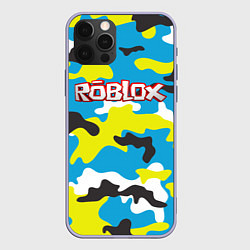 Чехол для iPhone 12 Pro Roblox Камуфляж Небесно-Синий, цвет: 3D-светло-сиреневый