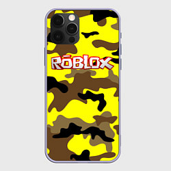 Чехол для iPhone 12 Pro Roblox Камуфляж Жёлто-Коричневый, цвет: 3D-светло-сиреневый