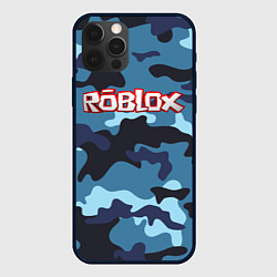 Чехол для iPhone 12 Pro Roblox Камуфляж Тёмный Синий, цвет: 3D-черный