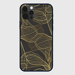 Чехол для iPhone 12 Pro Цветы, линии, узоры, цвет: 3D-черный