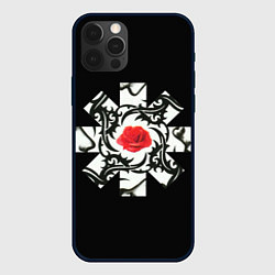 Чехол для iPhone 12 Pro RHCP Logo Red Rose, цвет: 3D-черный