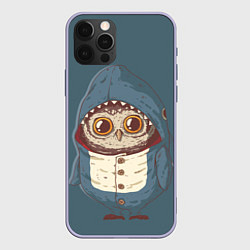 Чехол для iPhone 12 Pro Совушка-в костюме акулы, цвет: 3D-светло-сиреневый