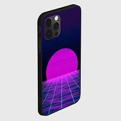Чехол для iPhone 12 Pro Закат розового солнца Vaporwave Психоделика, цвет: 3D-черный — фото 2