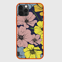 Чехол для iPhone 12 Pro Цветы Винтажный Цветок, цвет: 3D-красный