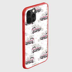Чехол для iPhone 12 Pro Коты на автомобиле Паттерн, цвет: 3D-красный — фото 2