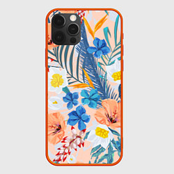 Чехол для iPhone 12 Pro Цветы Яркие Тропические, цвет: 3D-красный