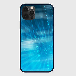 Чехол для iPhone 12 Pro Линии на голубом фоне, цвет: 3D-черный