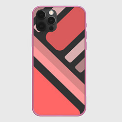 Чехол для iPhone 12 Pro ПОЛОСКИ ЛИНИИ, цвет: 3D-малиновый