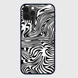 Чехол для iPhone 12 Pro Сумасшедшая зебра Абстрактный узор с извилистыми л, цвет: 3D-черный