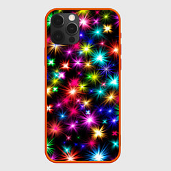 Чехол для iPhone 12 Pro ЦВЕТНЫЕ ЗВЕЗДЫ COLORED STARS, цвет: 3D-красный