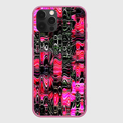 Чехол для iPhone 12 Pro РАЗНОЦВЕТНАЯ ВОЛНА, цвет: 3D-малиновый