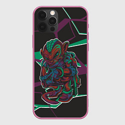 Чехол для iPhone 12 Pro Страшная обезьяна, цвет: 3D-малиновый