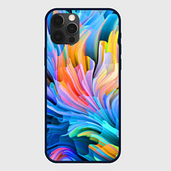 Чехол для iPhone 12 Pro Красочный абстрактный паттерн Лето Colorful Abstra, цвет: 3D-черный