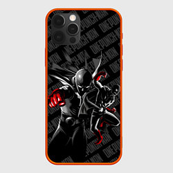 Чехол для iPhone 12 Pro Ванпанчмен в черных тонах, цвет: 3D-красный
