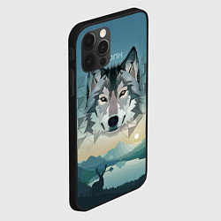 Чехол для iPhone 12 Pro Серый волк - голова, цвет: 3D-черный — фото 2