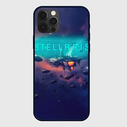 Чехол для iPhone 12 Pro Stellaris космический корабль на фоне астероидов, цвет: 3D-черный