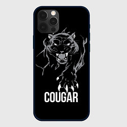 Чехол для iPhone 12 Pro Cougar on the hunt - Пума на охоте, цвет: 3D-черный
