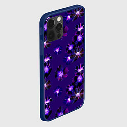 Чехол для iPhone 12 Pro Цветы Фиолетовые Гибискус На Синем Фоне, цвет: 3D-тёмно-синий — фото 2